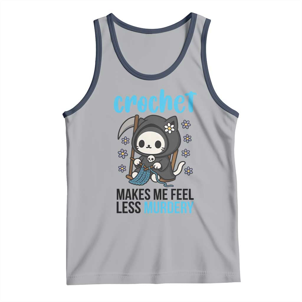 Crochet Makes Me Feel Less Murdery Tank Top Grim Reaper Cat Gift - Wonder Print Shop