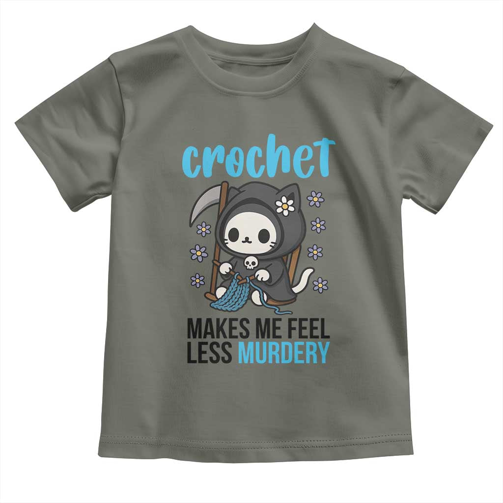 Crochet Makes Me Feel Less Murdery Toddler T Shirt Grim Reaper Cat Gift - Wonder Print Shop