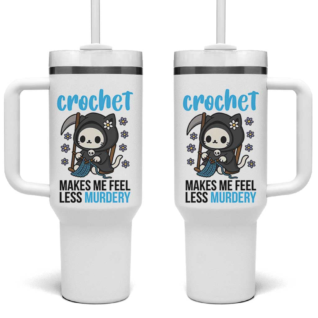 Crochet Makes Me Feel Less Murdery Tumbler With Handle Grim Reaper Cat Gift - Wonder Print Shop