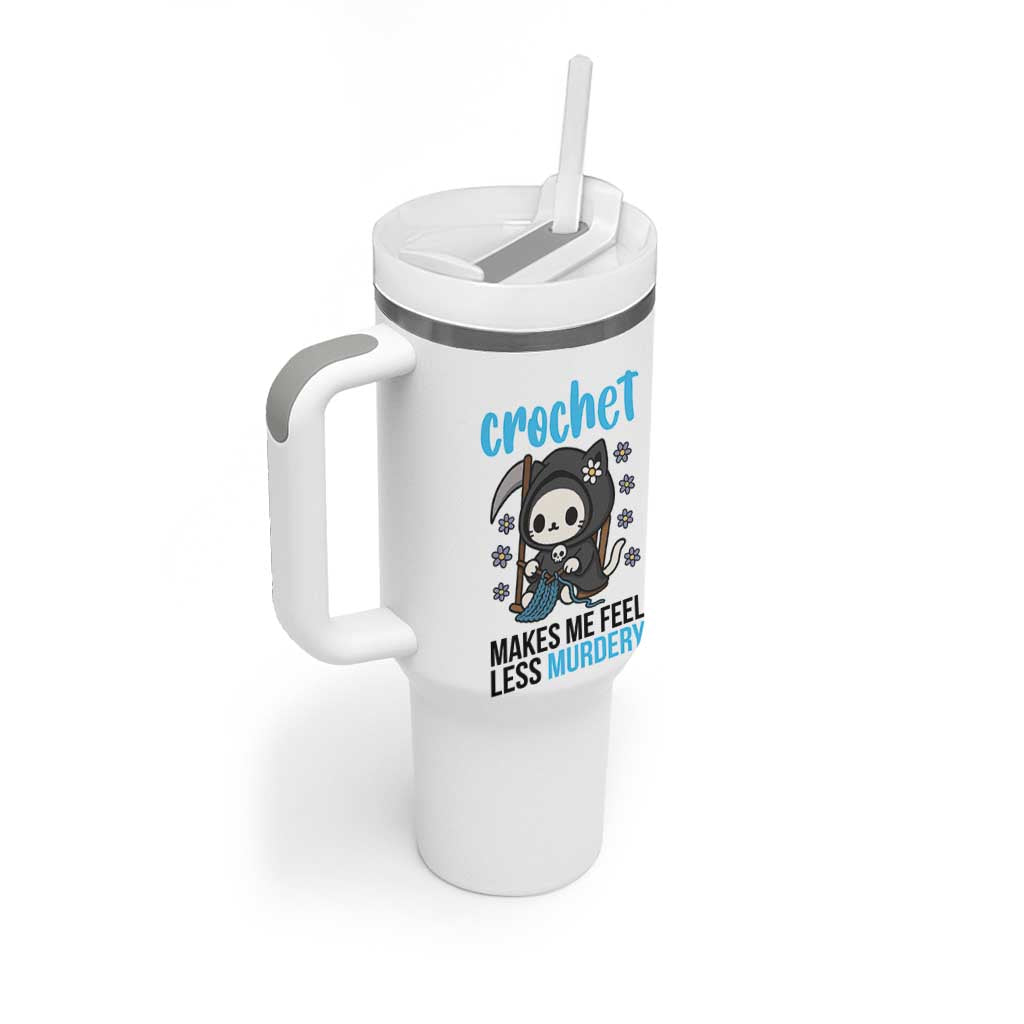 Crochet Makes Me Feel Less Murdery Tumbler With Handle Grim Reaper Cat Gift - Wonder Print Shop
