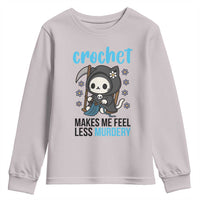 Crochet Makes Me Feel Less Murdery Youth Sweatshirt Grim Reaper Cat Gift - Wonder Print Shop