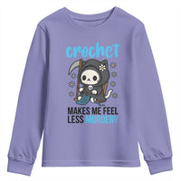 Crochet Makes Me Feel Less Murdery Youth Sweatshirt Grim Reaper Cat Gift - Wonder Print Shop