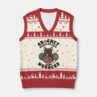French Bulldog V-Neck Knit Sweater Vest Crochet Makes Me Feel Less Murdery - Wonder Print Shop