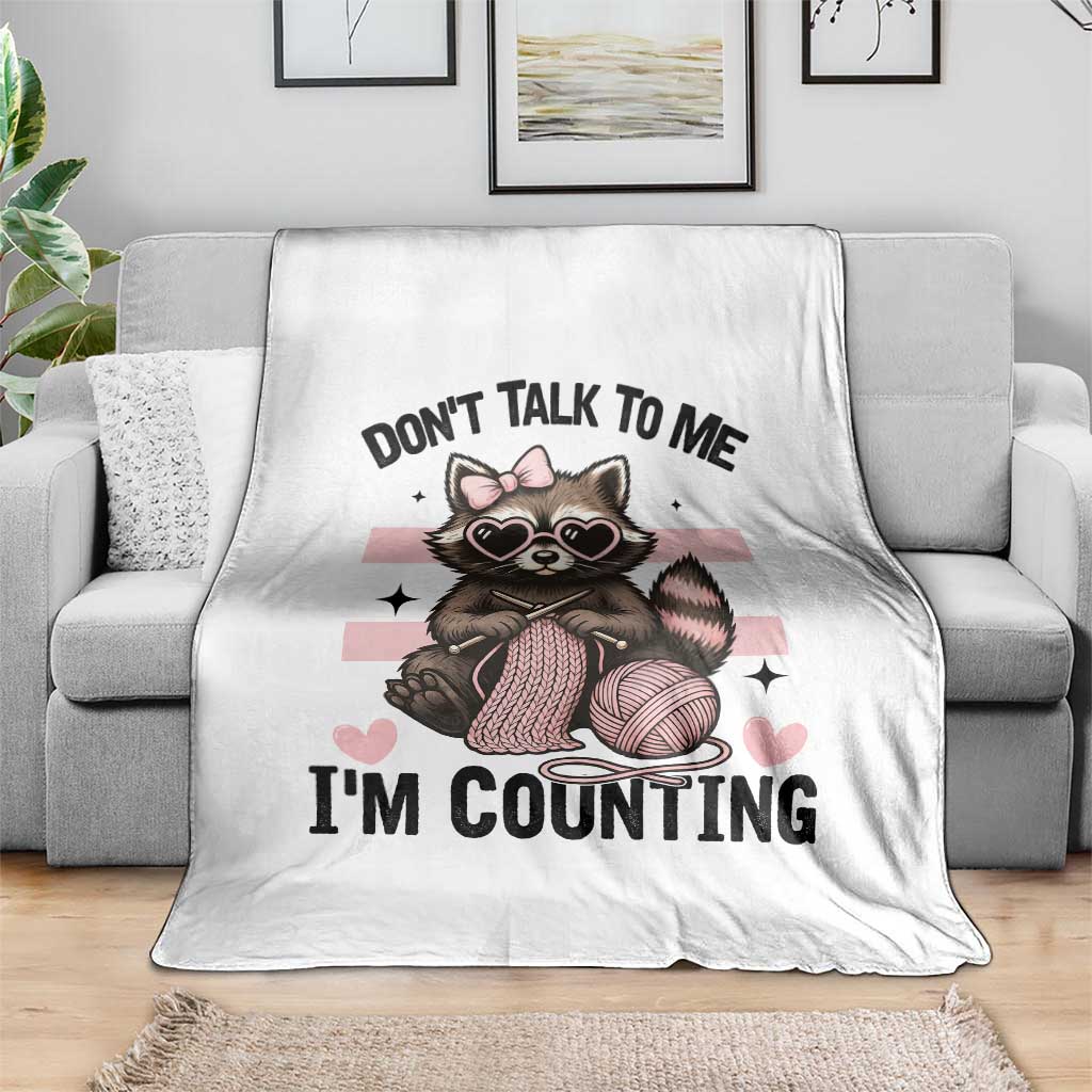 Do Not Talk To Me I Am Counting Throw Blanket Funny Crochet Raccoon - Wonder Print Shop