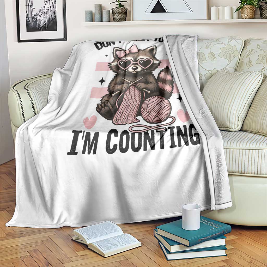 Do Not Talk To Me I Am Counting Throw Blanket Funny Crochet Raccoon - Wonder Print Shop
