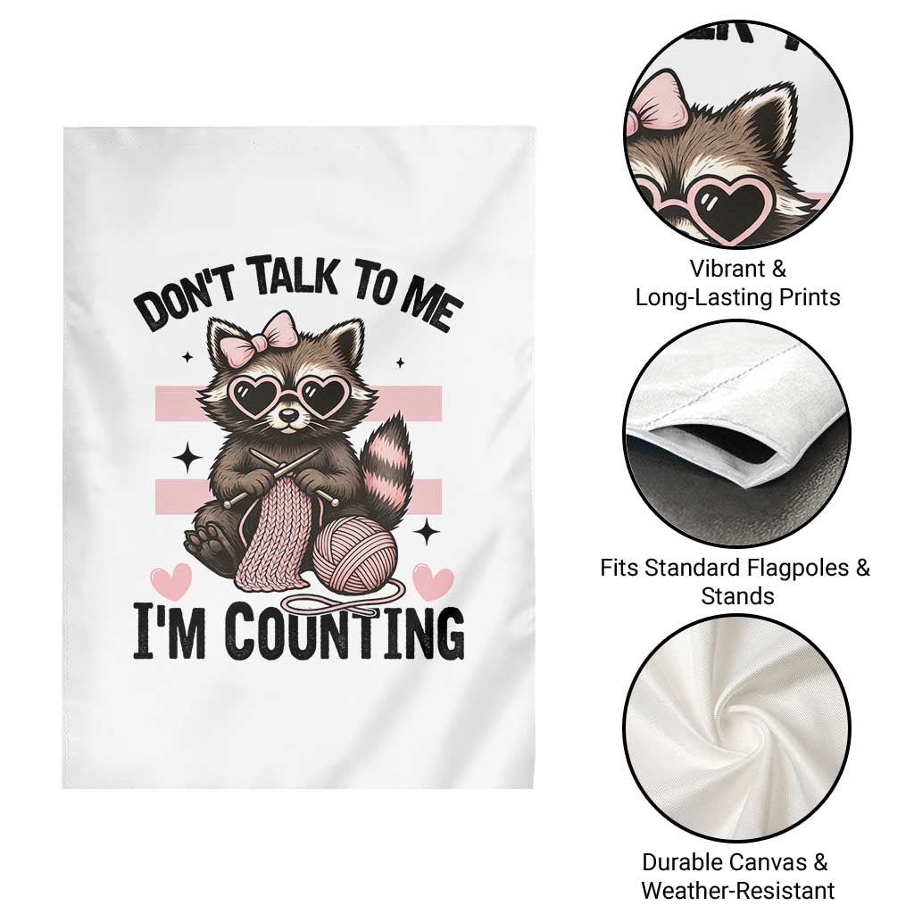 Do Not Talk To Me I Am Counting Garden Flag Funny Crochet Raccoon - Wonder Print Shop