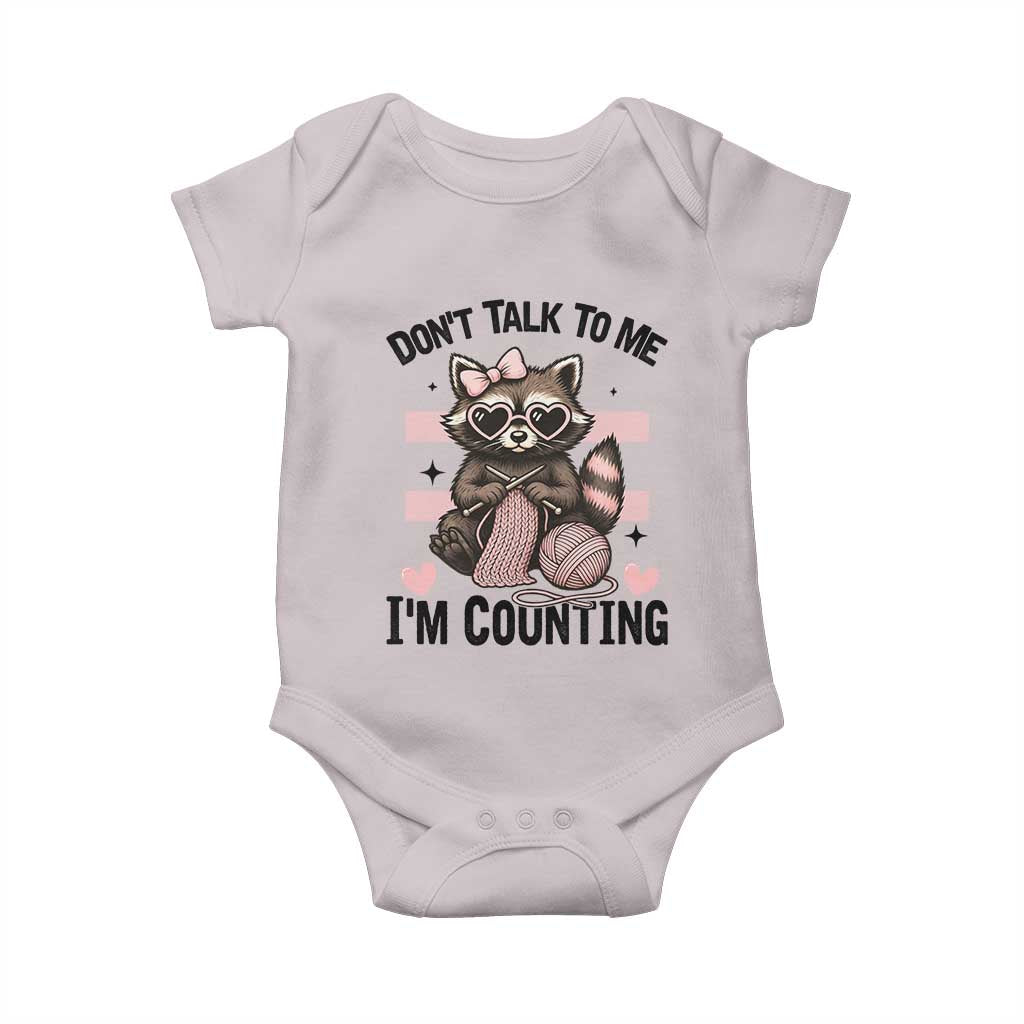 Do Not Talk To Me I Am Counting Baby Onesie Funny Crochet Raccoon - Wonder Print Shop
