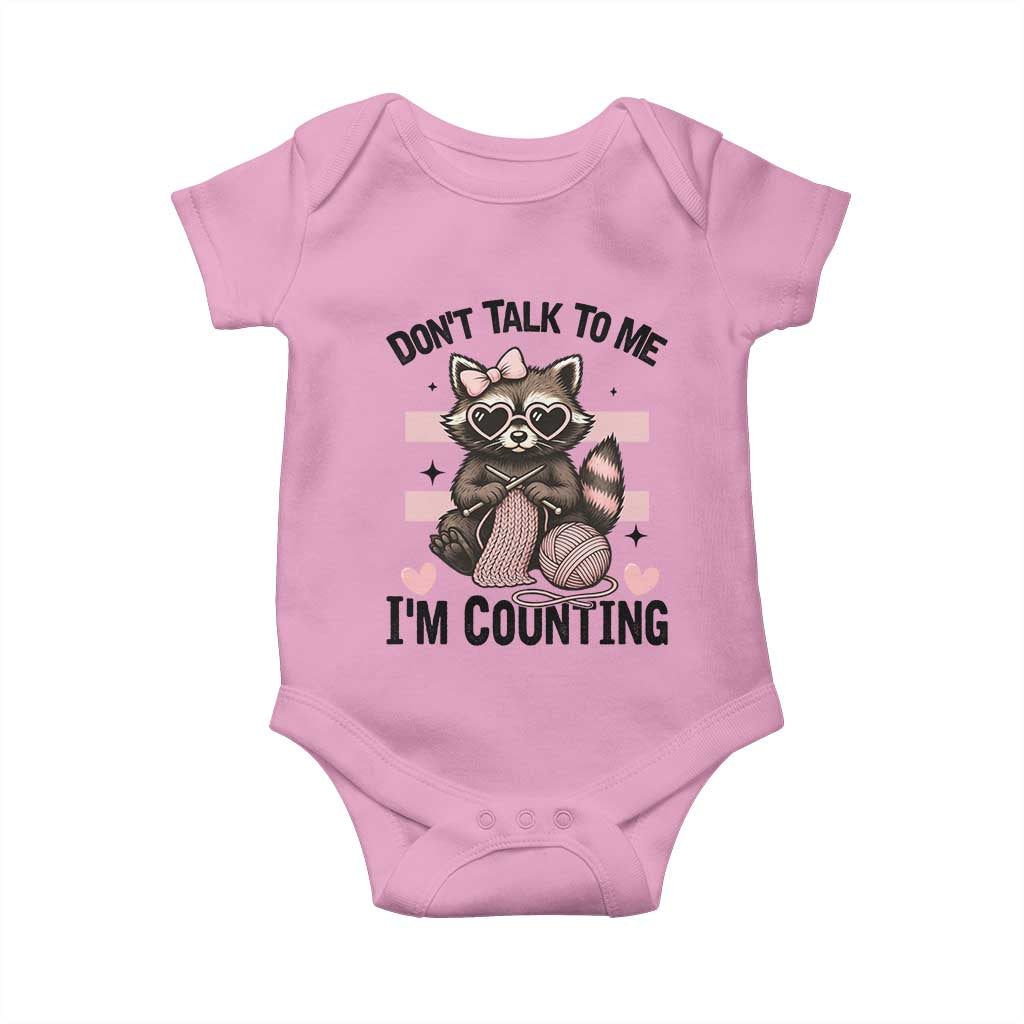 Do Not Talk To Me I Am Counting Baby Onesie Funny Crochet Raccoon - Wonder Print Shop