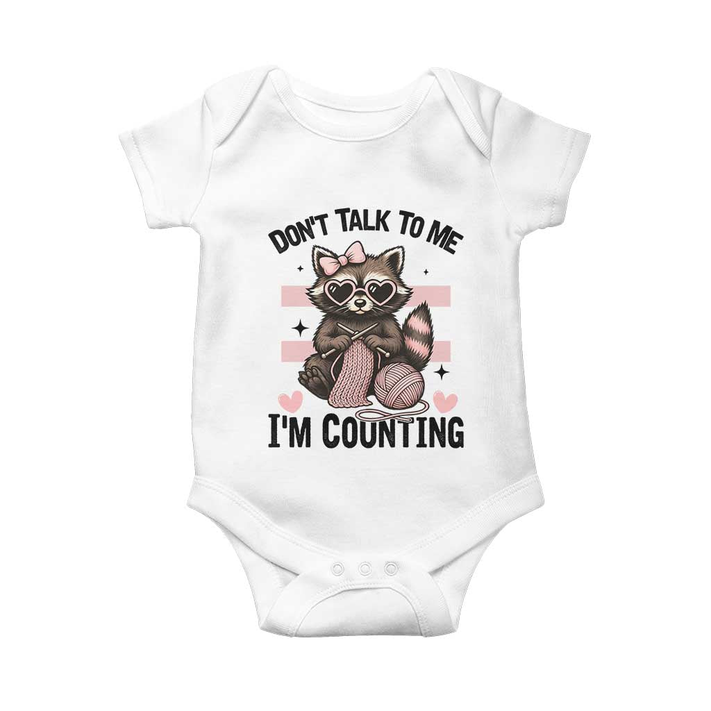 Do Not Talk To Me I Am Counting Baby Onesie Funny Crochet Raccoon - Wonder Print Shop