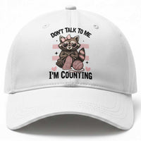 Do Not Talk To Me I Am Counting Baseball Cap Funny Crochet Raccoon