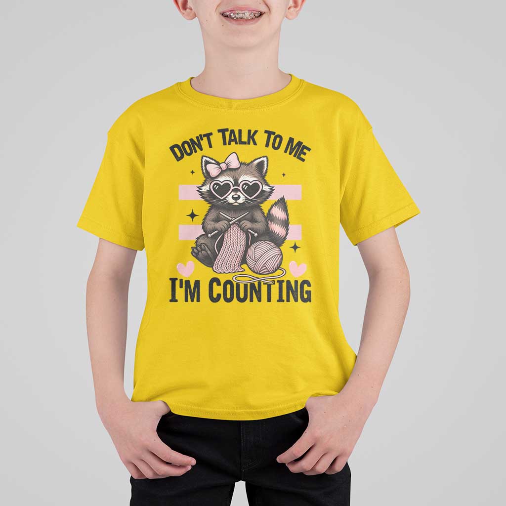Do Not Talk To Me I Am Counting T Shirt For Kid Funny Crochet Raccoon - Wonder Print Shop