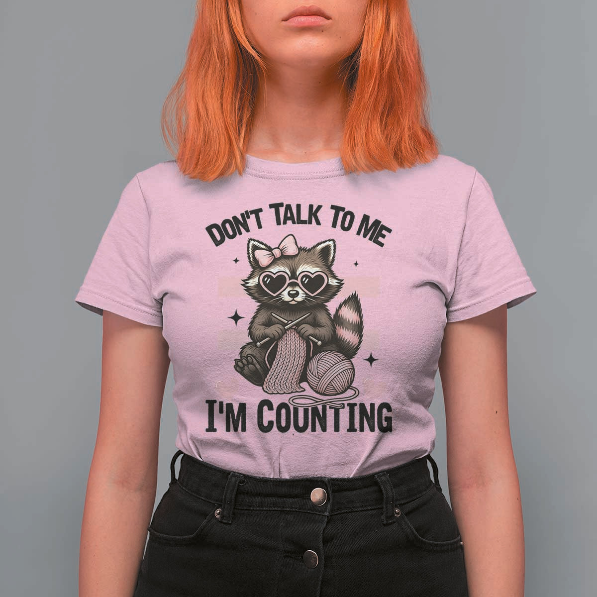 Do Not Talk To Me I Am Counting T Shirt For Women Funny Crochet Raccoon - Wonder Print Shop
