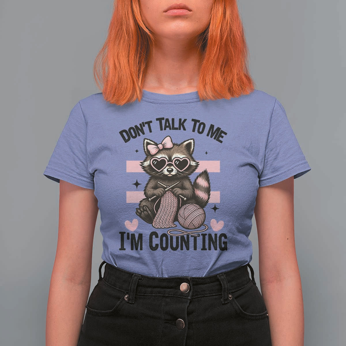 Do Not Talk To Me I Am Counting T Shirt For Women Funny Crochet Raccoon - Wonder Print Shop