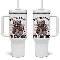Do Not Talk To Me I Am Counting Tumbler With Handle Funny Crochet Raccoon - Wonder Print Shop