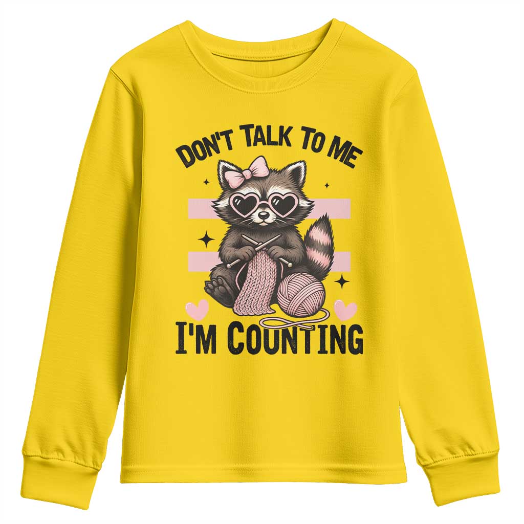 Do Not Talk To Me I Am Counting Youth Sweatshirt Funny Crochet Raccoon - Wonder Print Shop