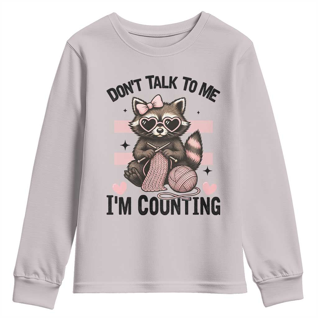 Do Not Talk To Me I Am Counting Youth Sweatshirt Funny Crochet Raccoon - Wonder Print Shop