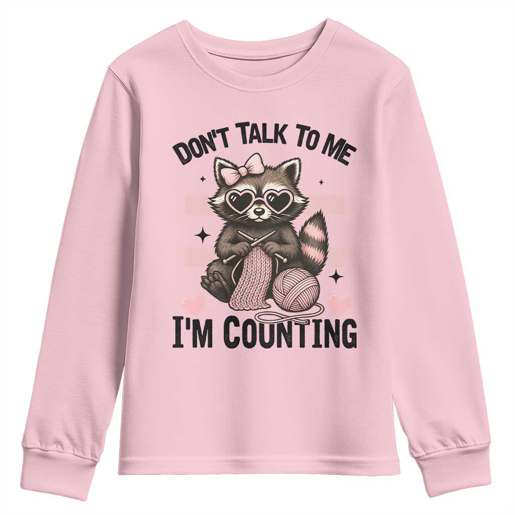 Do Not Talk To Me I Am Counting Youth Sweatshirt Funny Crochet Raccoon - Wonder Print Shop