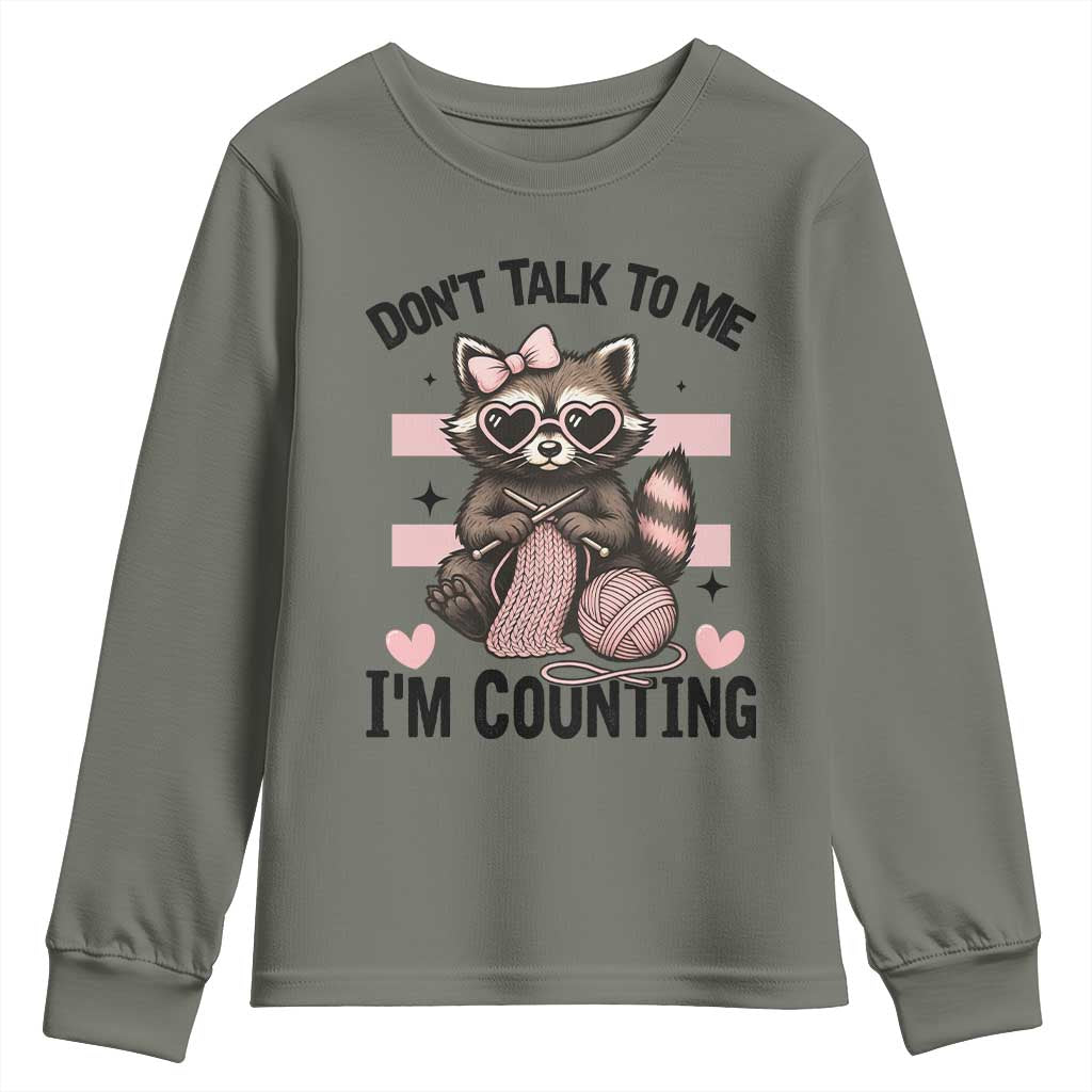 Do Not Talk To Me I Am Counting Youth Sweatshirt Funny Crochet Raccoon - Wonder Print Shop