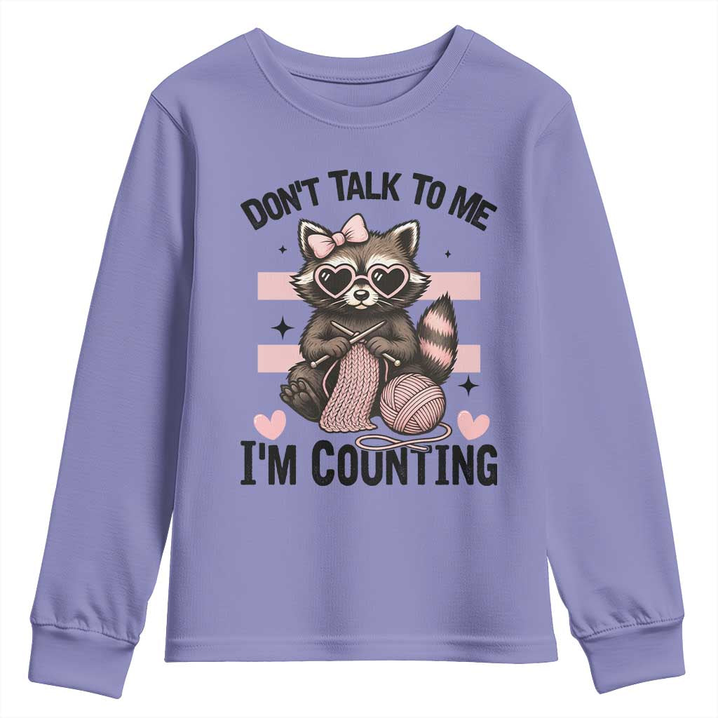 Do Not Talk To Me I Am Counting Youth Sweatshirt Funny Crochet Raccoon - Wonder Print Shop