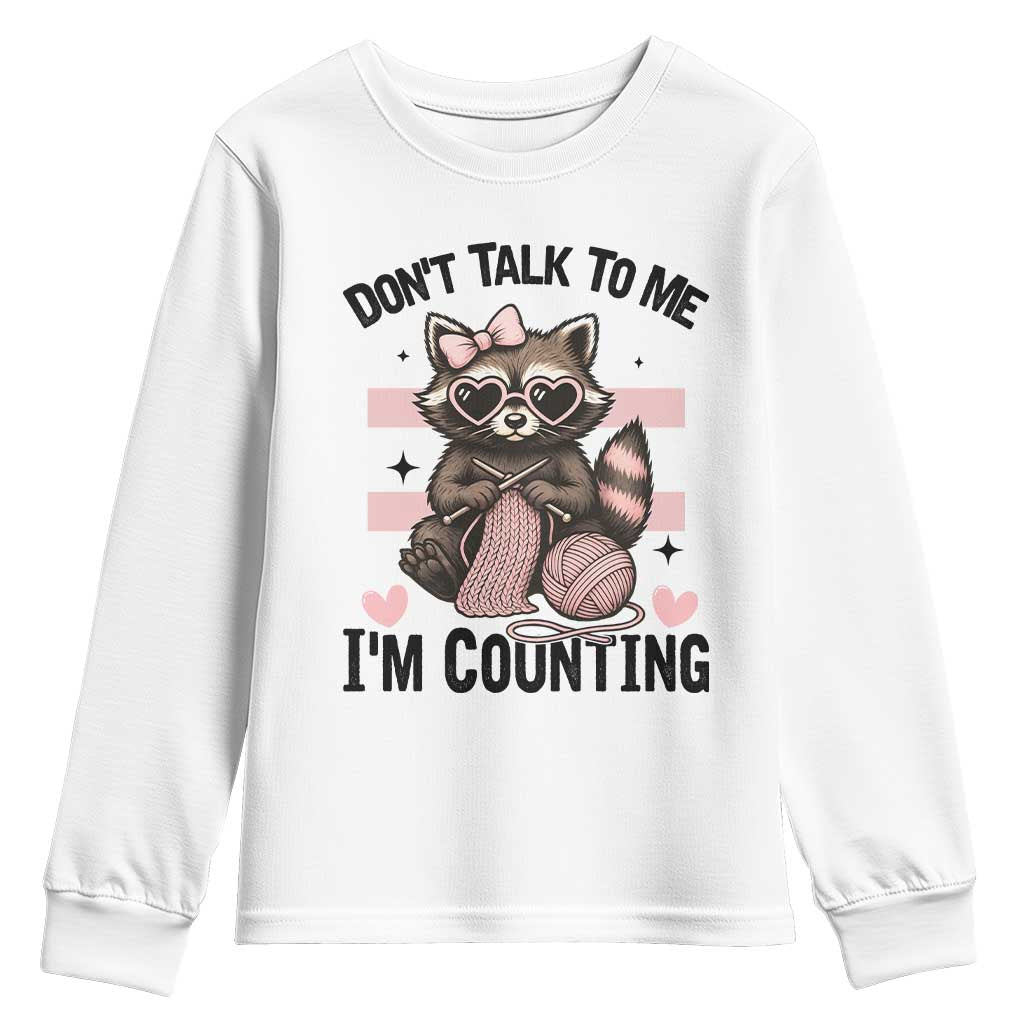 Do Not Talk To Me I Am Counting Youth Sweatshirt Funny Crochet Raccoon - Wonder Print Shop