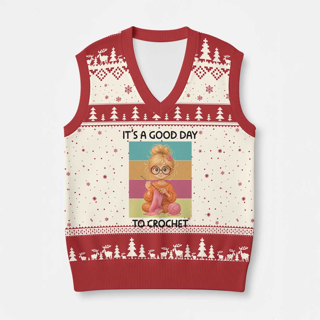 It’s A Good Day To Crochet V-Neck Knit Sweater Vest Crochet Mom Gift - Wonder Print Shop