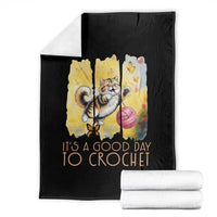 It’s A Good Day To Crochet Throw Blanket Cute Cat Chasing Yarn - Wonder Print Shop