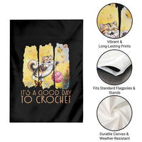 It’s A Good Day To Crochet Garden Flag Cute Cat Chasing Yarn - Wonder Print Shop