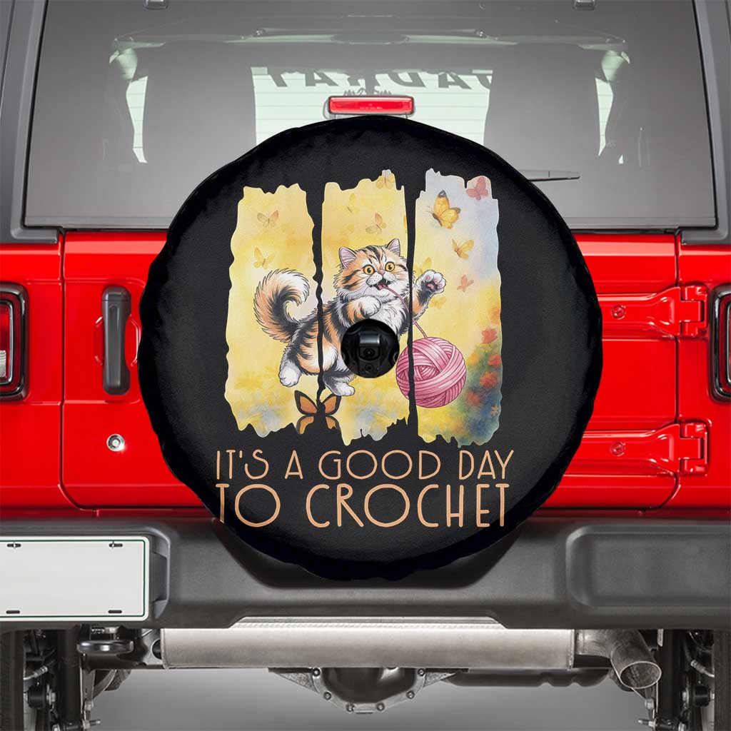 It’s A Good Day To Crochet Spare Tire Cover Cute Cat Chasing Yarn - Wonder Print Shop