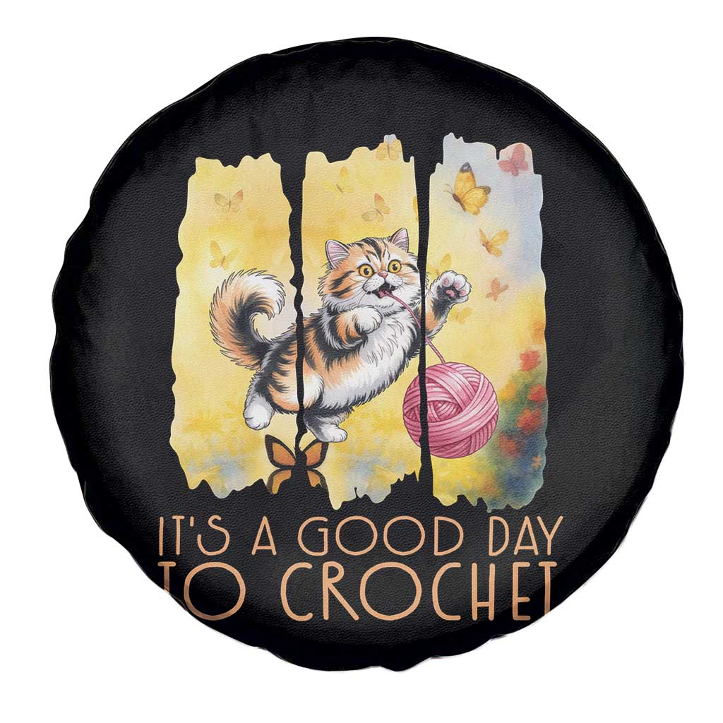 It’s A Good Day To Crochet Spare Tire Cover Cute Cat Chasing Yarn - Wonder Print Shop