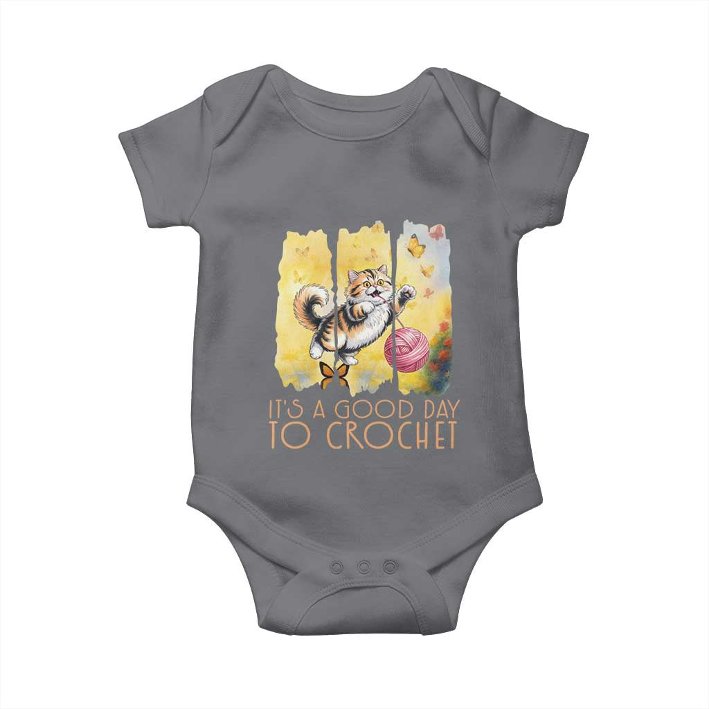 It’s A Good Day To Crochet Baby Onesie Cute Cat Chasing Yarn - Wonder Print Shop