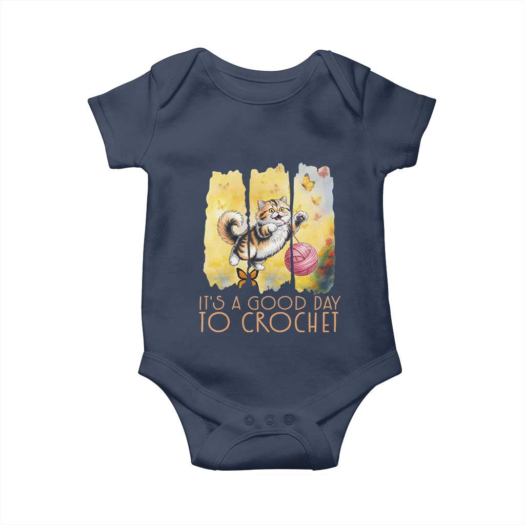 It’s A Good Day To Crochet Baby Onesie Cute Cat Chasing Yarn - Wonder Print Shop