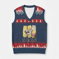 It’s A Good Day To Crochet V-Neck Knit Sweater Vest Cute Cat Chasing Yarn - Wonder Print Shop
