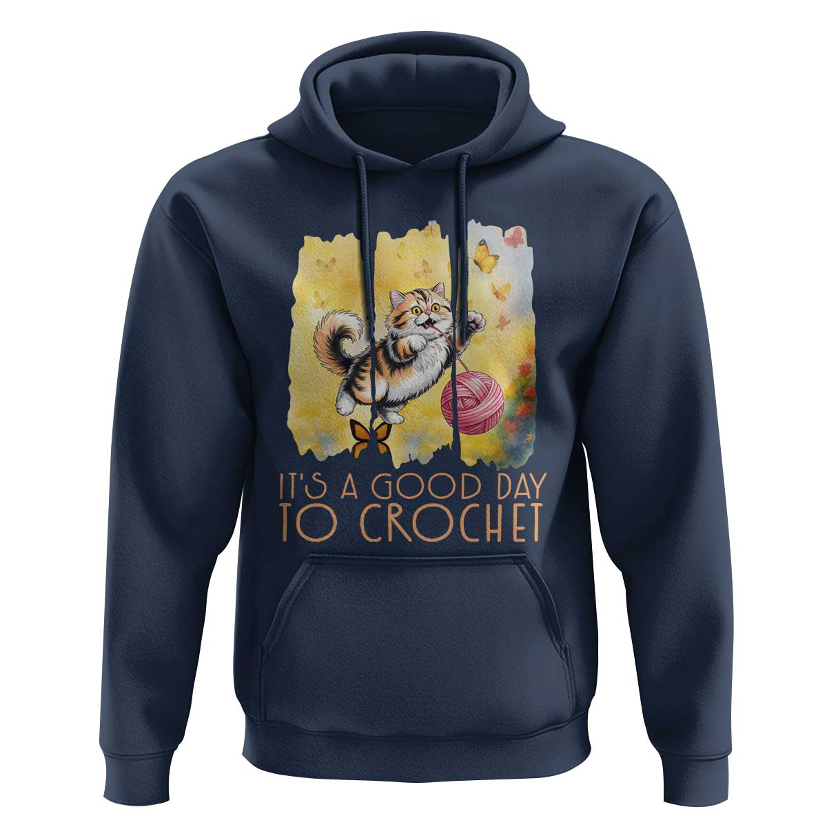 It’s A Good Day To Crochet Hoodie Cute Cat Chasing Yarn - Wonder Print Shop