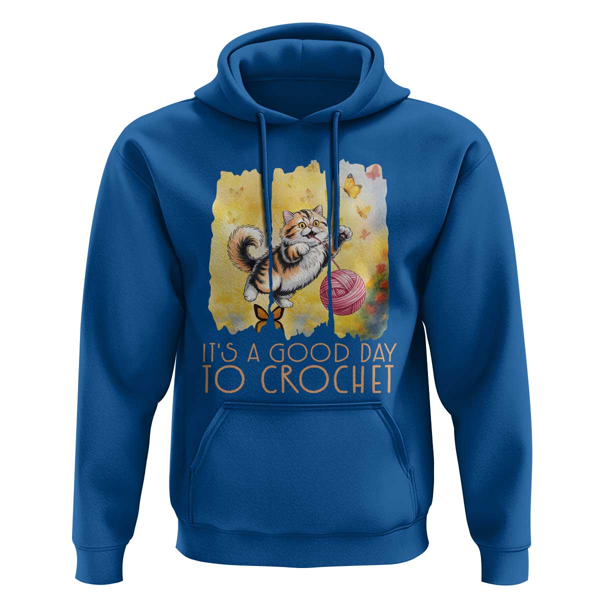 It’s A Good Day To Crochet Hoodie Cute Cat Chasing Yarn - Wonder Print Shop