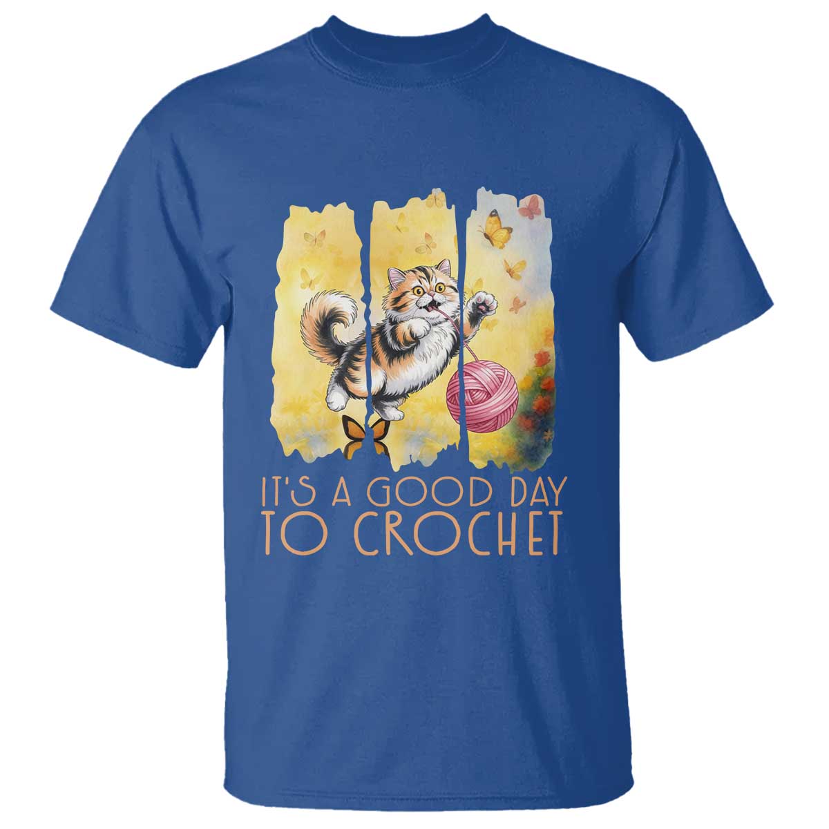 It’s A Good Day To Crochet T Shirt Cute Cat Chasing Yarn - Wonder Print Shop