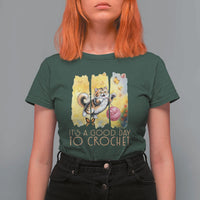 It’s A Good Day To Crochet T Shirt For Women Cute Cat Chasing Yarn - Wonder Print Shop