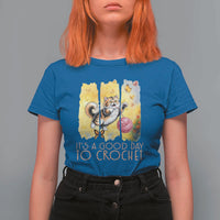 It’s A Good Day To Crochet T Shirt For Women Cute Cat Chasing Yarn - Wonder Print Shop