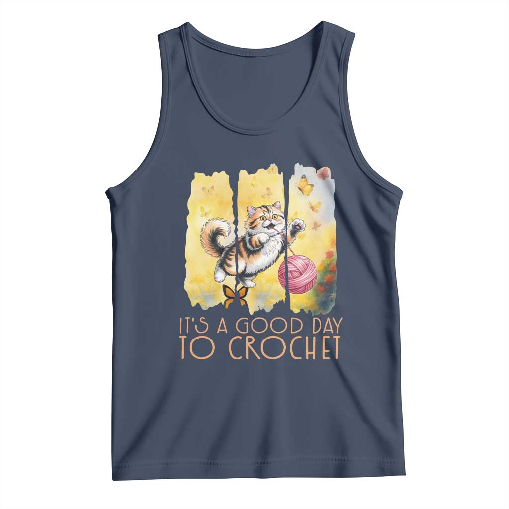 It’s A Good Day To Crochet Tank Top Cute Cat Chasing Yarn - Wonder Print Shop