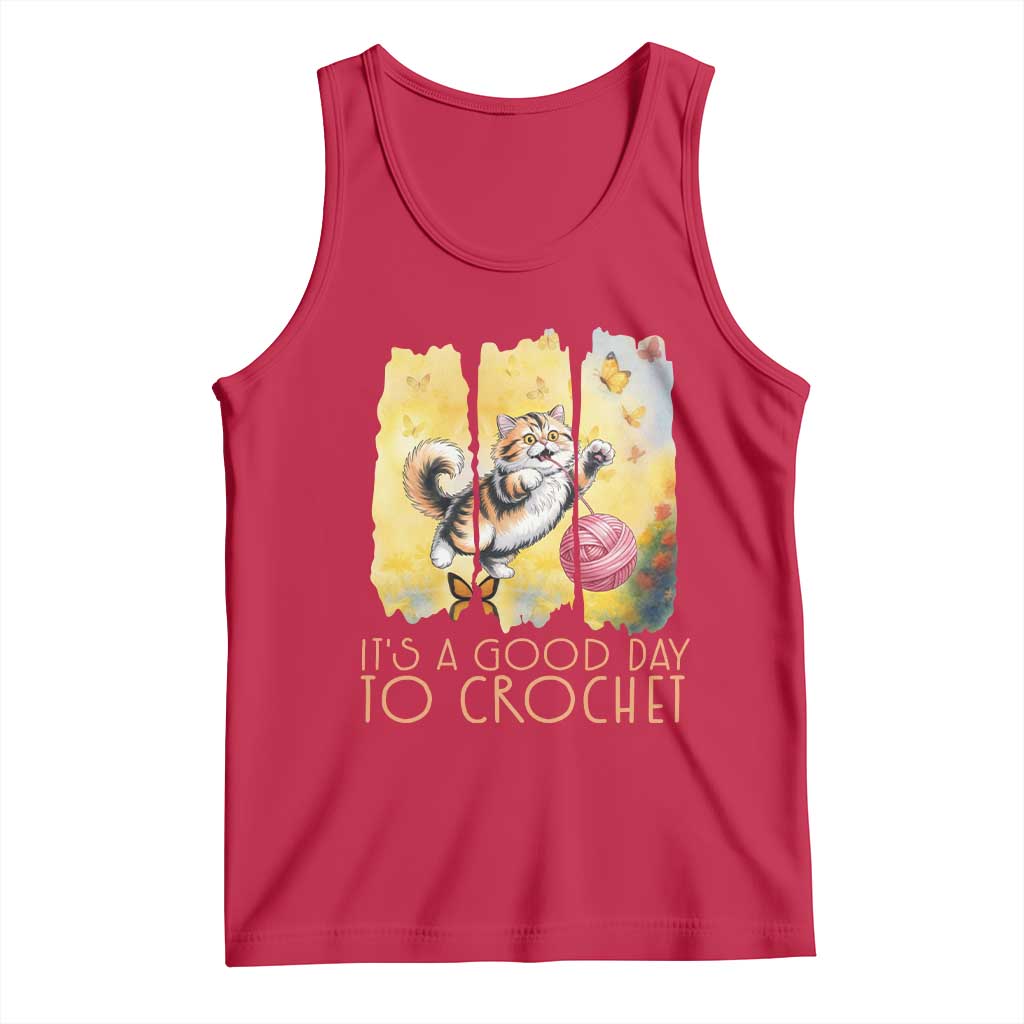 It’s A Good Day To Crochet Tank Top Cute Cat Chasing Yarn - Wonder Print Shop