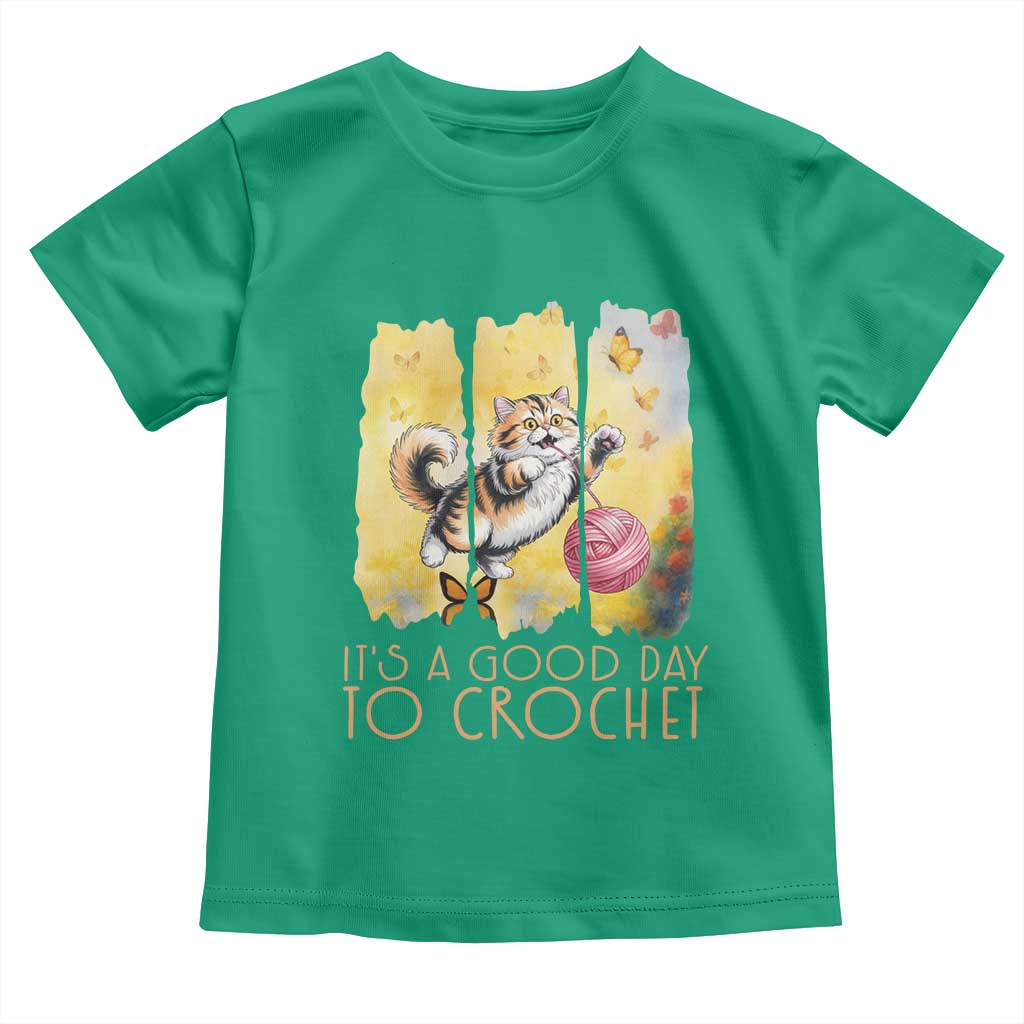 It’s A Good Day To Crochet Toddler T Shirt Cute Cat Chasing Yarn - Wonder Print Shop