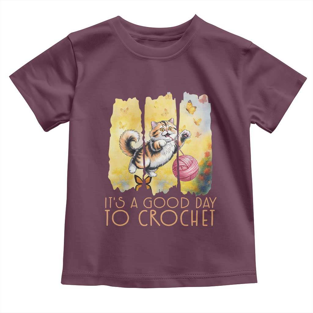 It’s A Good Day To Crochet Toddler T Shirt Cute Cat Chasing Yarn - Wonder Print Shop