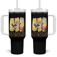 It’s A Good Day To Crochet Tumbler With Handle Cute Cat Chasing Yarn - Wonder Print Shop