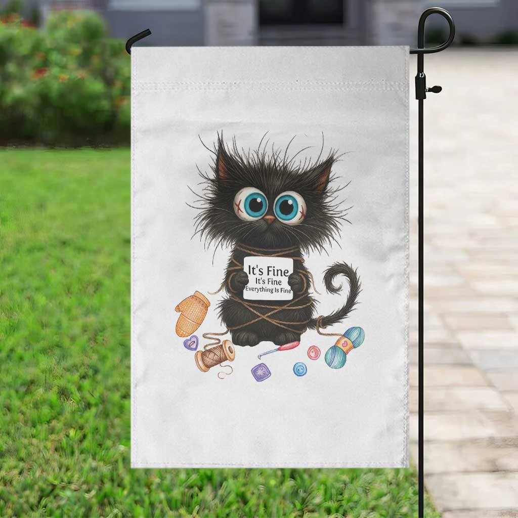 Funny Cat Crochet Lover Garden Flag Its Fine I am Fine Everything Is Fine - Wonder Print Shop