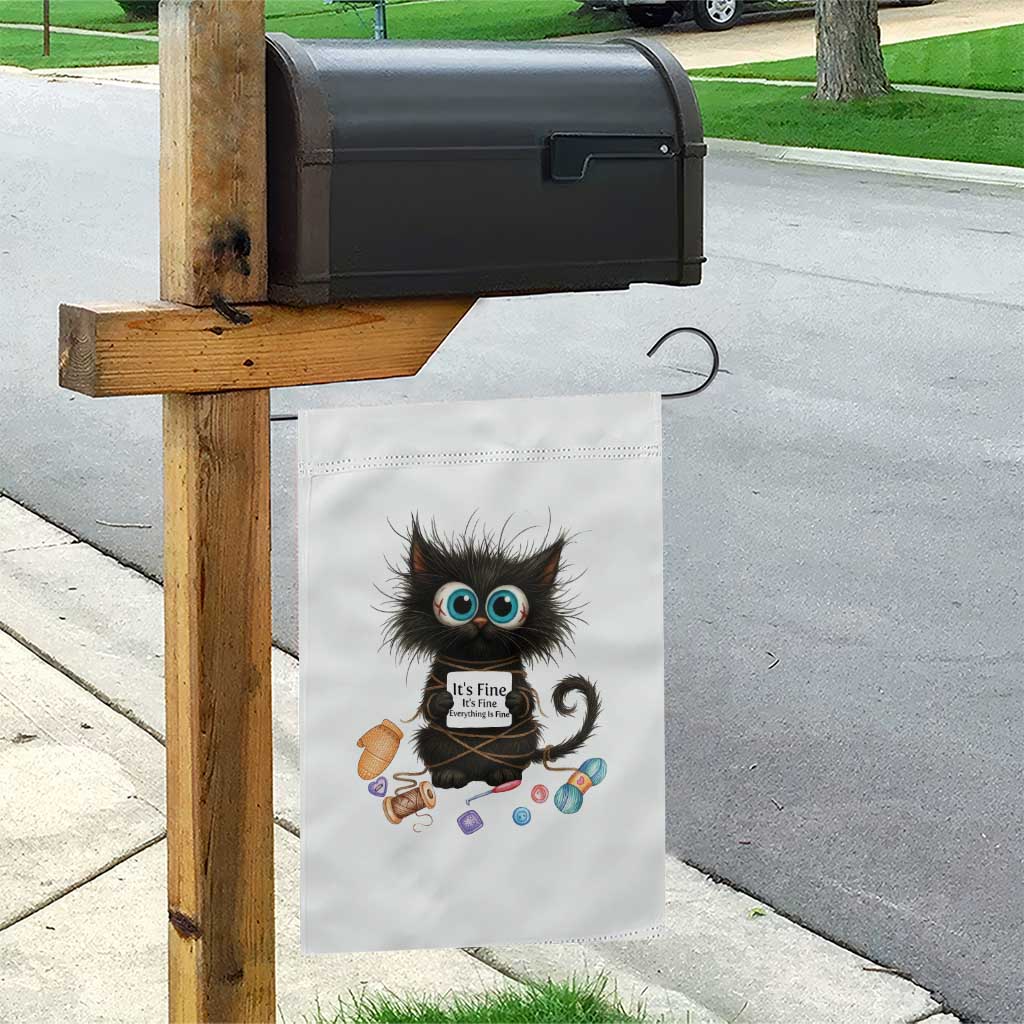 Funny Cat Crochet Lover Garden Flag Its Fine I am Fine Everything Is Fine - Wonder Print Shop
