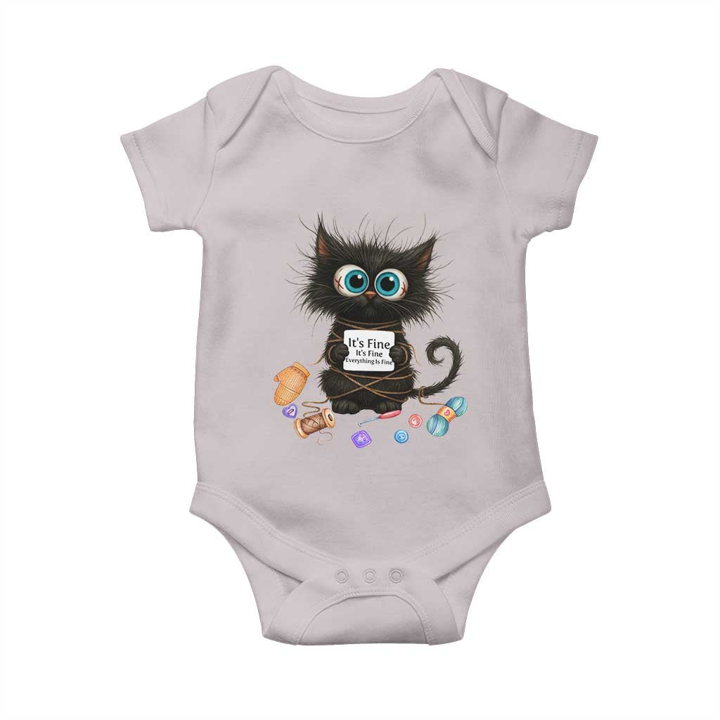 Funny Cat Crochet Lover Baby Onesie Its Fine I am Fine Everything Is Fine - Wonder Print Shop