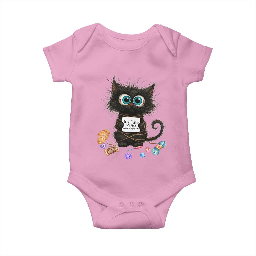 Funny Cat Crochet Lover Baby Onesie Its Fine I am Fine Everything Is Fine - Wonder Print Shop