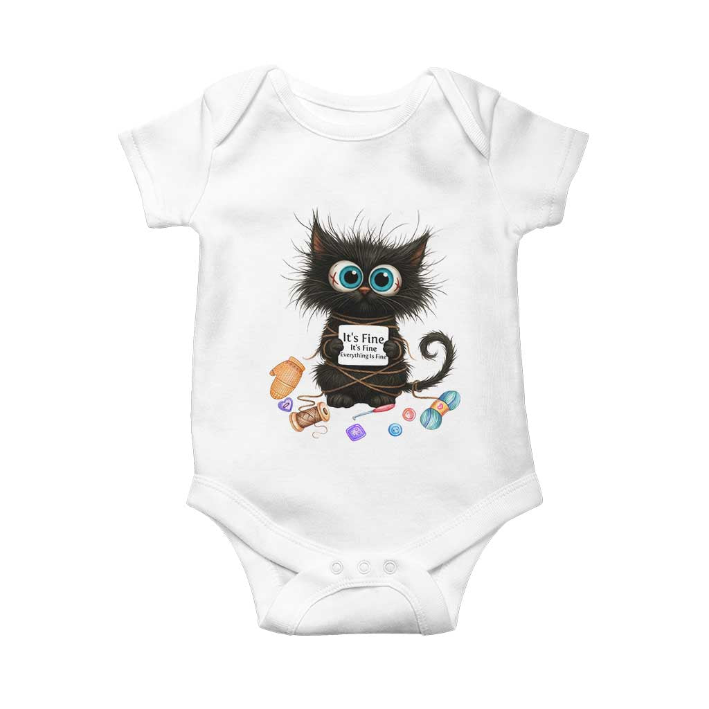 Funny Cat Crochet Lover Baby Onesie Its Fine I am Fine Everything Is Fine - Wonder Print Shop