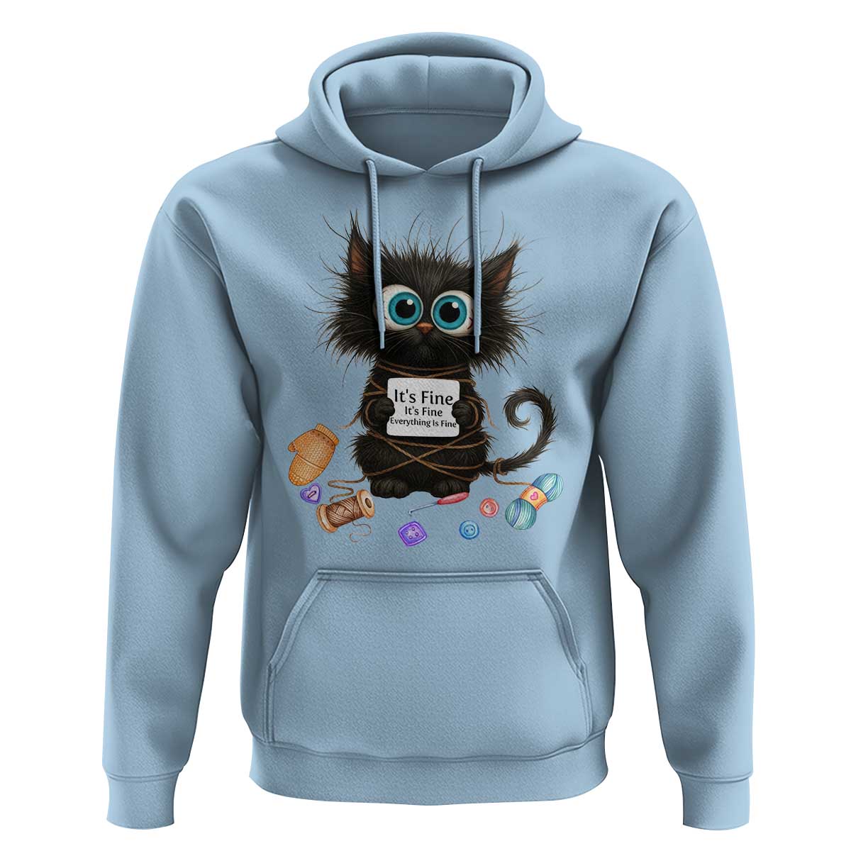 Funny Cat Crochet Lover Hoodie Its Fine I am Fine Everything Is Fine - Wonder Print Shop