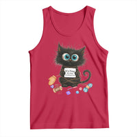 Funny Cat Crochet Lover Tank Top Its Fine I am Fine Everything Is Fine - Wonder Print Shop