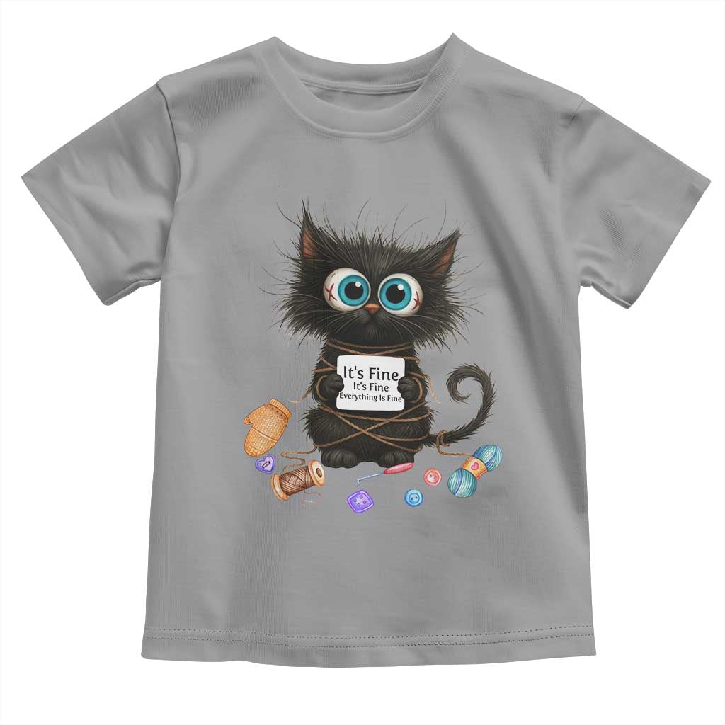 Funny Cat Crochet Lover Toddler T Shirt Its Fine I am Fine Everything Is Fine - Wonder Print Shop